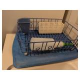 Blue Dish Drying Rack with Utensil Holder