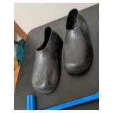 Black Leather Ankle Boots Collection with Blue Boot Stand