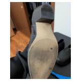 Black Leather Ankle Boots Collection with Blue Boot Stand