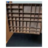 Wooden miniature knick knack shelf and mirror with wood frame