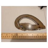 Japanese Collectibles Set - Agate Slice, Fan & Lacquer Stand