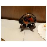 Japanese Collectibles Set - Agate Slice, Fan & Lacquer Stand