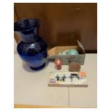 Cobalt Blue Glass Vase with Candle Collection