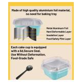Tikxlafe 50-Pack 5oz Square Aluminum Foil Baking Cups, Disposable Mini Cake Pans with Lids, Brownie & Cheesecake Containers for Baking-blue