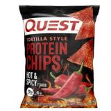 Pack of 12 Quest Tortilla-Style Protein Chips  Hot & Spicy Flavor  Single Bag  1.1oz