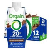 12 PK ORGAIN GRASS FED PROTEIN NUTRITIONAL PROTEIN SHAKE CREAMY CHOCOLATE FUDGE