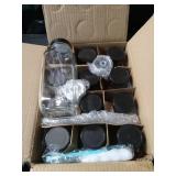 12 Pack 8 oz Glass Juice Bottles with Black Lids & Labels, Reusable Travel Juice Storage Containers, Clear Glass Drink Jars for Juicing, Water, Ginger, Wellness Shots - Leakproof, Dishwasher Safe