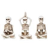 Newman House Studio Halloween Skeleton Decor - Realistic Meditating Skeleton Statues, Set of 3, 2*1.5*3.75 in Resin Indoor Zen Skull Decor