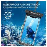 UNBREAKcable Waterproof Phone Pouch-2 Pack IPX8 Waterproof Phone Case for iPhone 16 15 14 13 12 11 Pro Max & Samsung S25 S24 S23-Dry Bag & Travel Essentials for Beach, Pool, Kayak & Cruise-7 Black - R