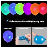 MIX UV Neon Balloons, 7 Colors Blacklight Reactive Fluorescent Balloons Glow in the Dark Birthday Decorations for Birthday, Wedding, Neon Party, Glow Party Decorations Supplies - Retail: $8
