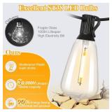 50FT Outdoor String Lights Waterproof, 2700K Bright LED Patio Lights with 27 ST38 Shatterproof Vintage Bulbs, Retro Connectable Edison String Lights for Outside, Garden, Balcony, Porch - Retail: $25
