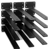 12 Pack - 12 inch Black Hidden L Shelf Bracket (1/5 Inch Thick) Iron Floating Shelf Brackets Rustic Industrial Metal Brackets for Shelf Support - Retail: $41