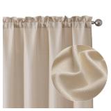 Light Filtering Curtains 84 Inch Length 2 Panels Set, Faux Linen Textured Soft Airy Privacy Farmhouse Curtain Drapes for Living Room Bedroom, Each 40Wx84L Inches, Linen Color - Retail: $16