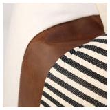 Set of 2 Farmhouse Decor Striped Patchwork Linen Throw Pillow Covers, Modern Brown Faux Leather Accent Pillow Covers 18x18 inch, Black - Retail: $19