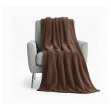 50x60 Throw Blankets, Ultra Soft Hypoallergenic Fleece Fall Throw Blanket for Livingroom, Couch, Chair, Bed, Brown - Retail: $10