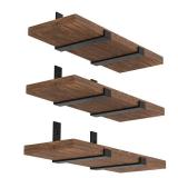 Shelf Bracket, Heavy Duty Floating Shelf Brackets 10-Inch Long, 6-Pack Brackets for Shelves, Black Coated J Shape Metal Wall Shelf Support Brackets with 1/5-Inch Thick and 160 lb. Load Capacity - Reta