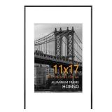 11 x 17 Frame in Black, Metal Thin Board 11x17 Picture Frame with Acrylic Plexiglass for Pictures A4 with Mat or 11x17 without Mat for Horizontal and Vertical - Retail: $16