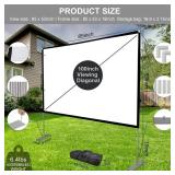 Outdoor Projector Screen with Stand 100 Inch: Portable Projection Screen 16:10 4K HD Outdoor Movie Screen with Carry Bag for Home Backyard Theater - Retail: $44