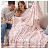 Bedsure GentleSoft Crystal Pink Throw Blanket for Couch - Cozy Soft Blankets for Women, Cute Small Throws for Girls, 50x70 Inches - Retail: $23