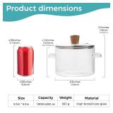 Glass Pots for Cooking on Stove, 1.8L/60 OZ Clear Simmer Pot Potpourri, Glass saucepan with Lid, Cookware for Stovetop - Retail: $20