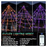 Halloween Decorations Outdoor Spider Web Lights with Glowing Spider - 2 Colors Remote Control Timer Plug in Giant Halloween Decor Cobwebs - 11 Modes Lighting Waterproof Yard Garden Party Decorations -