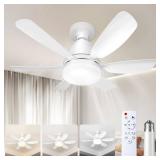 Socket Fan Light Ceiling Fans with Lights and Remote, Dimmable LED 3 Colors 3000K-6500K, 1556 Lumens Light Bulb Screw in Ceiling Fan for Bedroom, Kitchen, Living Room, Closet - Retail: $20