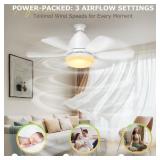 Socket Fan Light Ceiling Fans with Lights and Remote, Dimmable LED 3 Colors 3000K-6500K, 1556 Lumens Light Bulb Screw in Ceiling Fan for Bedroom, Kitchen, Living Room, Closet - Retail: $20