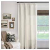 100 Inch Wide Curtains 84 Inches Long Linen Pinch Pleated Curtains for Patio Sliding Door Light Filtering Pinch Pleat Drapes Cream Ivory Boho Extra Wide 100 x 84 Drapes Living Dining Room 1 Panel - Re