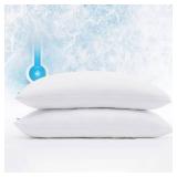 Serta Power Chill Cooling Pillow Protectors, Stain Resistant and Zippered Pillow Protector, Protects Pillow from Dust and Dirt (2 Pack), Standard/Queen, White - Retail: $20