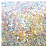 Window Privacy Film Rainbow Film Decorative Window Sticker, 3D Static Stained Glass Cling Tint for Home Heat Control Non-Adhesive, 17.5 x 78.7 inches - Retail: $9