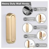 Folding Coat Hooks, 2 Pcs Foldable Gold Wall Hooks Heavy Duty Foldable Hook Bathroom Towel Hooks Robe Hooks Wall Mounted for Hanging Coat Towels Clothes Hat Bags Keys - Retail: $10