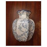 Vintage Blue Ceramic Vase, Small Blue and White Porcelain Decorative Flower Vase for Centerpiece Living Room Table Shelf, Chinoiserie French Country Decor - Retail: $26