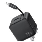 Retractable Wall Charger, 35W Fast USB Chargers Block with Cables for iPhone 14/13/12/11 Pro MAX/XR/XS/8/7,iPad, Portable Retractable Charger Wall Plug for Home Travel Office - Retail: $10