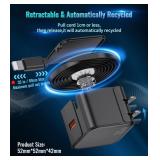 Retractable Wall Charger, 35W Fast USB Chargers Block with Cables for iPhone 14/13/12/11 Pro MAX/XR/XS/8/7,iPad, Portable Retractable Charger Wall Plug for Home Travel Office - Retail: $10