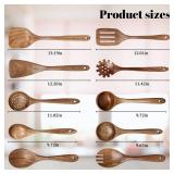 Wooden Spoons for Cooking, 10PCS Natural Acacia Wood Kitchen Utensils Set, Wooden Utensil Set for Nonstick Cookware, Smooth Finish, Sturdy & Durable - Retail: $28