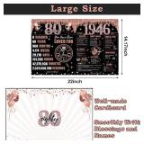 Large 80th Birthday Card for Women with Envelope, Black Rose Gold Happy 80th Birthday Guest Book Gifts Jumbo Eighty Greeting Card 1945 Decorations Party Supplies - Retail: $10