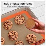 Silicone Baking Mat - Best German Silicone - Non Slip Silicone Baking Sheet, Non Stick Reusable Silicone Mats for Baking, Oven Liner, Counter Mat - Half Sheet Baking Mat, Set of 2 - Retail: $16