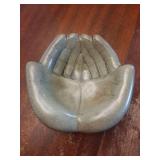 Ceramic Hands Bowl Dish Sculpture, Giving Hands Candy Holder for Succulent Planter, Crystal Rock Holder, Office, Keys Bowl for Entryway Table (Vintage Green) - Retail: $23