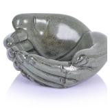Ceramic Hands Bowl Dish Sculpture, Giving Hands Candy Holder for Succulent Planter, Crystal Rock Holder, Office, Keys Bowl for Entryway Table (Vintage Green) - Retail: $23
