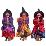 2 PCS Halloween Hanging Witches Decorations, 8 Halloween Witches Ornaments Flying Witches Figures on Broom Halloween Outdoor Indoor Decorations Haunted House Hanging Props Party Decor (#A) - Retail: $