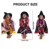 2 PCS Halloween Hanging Witches Decorations, 8 Halloween Witches Ornaments Flying Witches Figures on Broom Halloween Outdoor Indoor Decorations Haunted House Hanging Props Party Decor (#A) - Retail: $