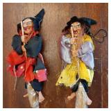 2 PCS Halloween Hanging Witches Decorations, 8 Halloween Witches Ornaments Flying Witches Figures on Broom Halloween Outdoor Indoor Decorations Haunted House Hanging Props Party Decor (#A) - Retail: $
