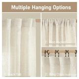 108 inch Linen Curtains for Living Room, Back Tab and Rod Pocket Cream Ivory Extra Long Curtains Light Filtering Neutral Drapes for Large Window, 2 Panels,52 x 108 Inch, 9FT, Natural - Retail: $45