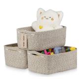 Small Storage Baskets for Organizing, Woven Storage Bins for Shelves, Gift Basket Empty, Cute Decorative Closet Organizer, Baby Rope Basket, Dog Toy Storage, 11x7.5x4.5â, 3Packs Mixed Brown - Ret