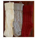 Christmas Stockings 6 Pack, 18 Inches Large Size Knitted Xmas Stocking for Fireplace, Holiday Party Decorations (Gray White Red) - Retail: $30
