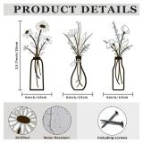 3 Pieces Metal Vase Flowers Wall Arts - Rustic Farmhouse Style DÃ©cor Metal Wall Art Black Minimalist Flower Natural Themed Wall Decors for Home Bedroom Dining Room Housewarming (Brown-Blue, Vase-C)