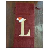 Burlap Wine Bag Christmas Wine Bags With Letters Wine Champagne Gift Bag With Drawstring Letter L - Retail: $10