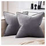 Pack of 2 Decorative Velvet Throw Pillow Cover Soft Pillowcase Solid Square Cushion Case for Sofa Bedroom Car 20x20 Inch Blue - Retail: $25
