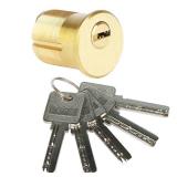 Mortise/Rim Cylinder Lock,1-1/2(Overall Length: 38mm), Satin Brass (Golden), Lock core, dimple Keyway, Standard Outdoor & Indoor Use, with 5 Keys, Door Lock Replacement - Retail: $29"