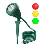 120V Spotlight Outdoor, 500LM Waterproof LED Spot Light with 3 Extra Lenses (Red Yellow Green), Landscape Lighting for Holiday, Trees, Flag, 5FT Extension Cord, UL Listed - Retail: $16
